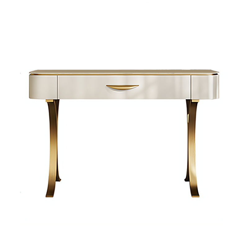 Glam Solid Wood Vanity Table and Stool Set Slate Top Makeup Counter