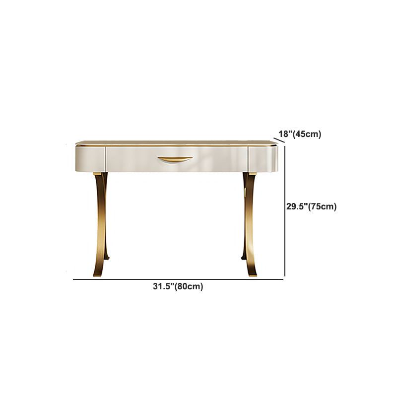 Glam Solid Wood Vanity Table and Stool Set Slate Top Makeup Counter