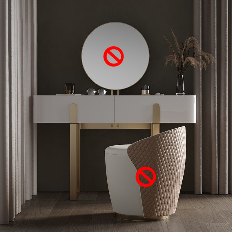 2-Drawer Vanity Makeup Table Set Glam Slate Top Dressing Table
