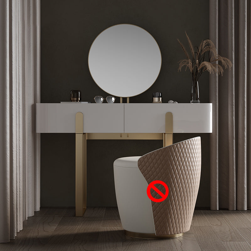 2-Drawer Vanity Makeup Table Set Glam Slate Top Dressing Table