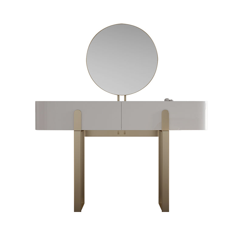 2-Drawer Vanity Makeup Table Set Glam Slate Top Dressing Table
