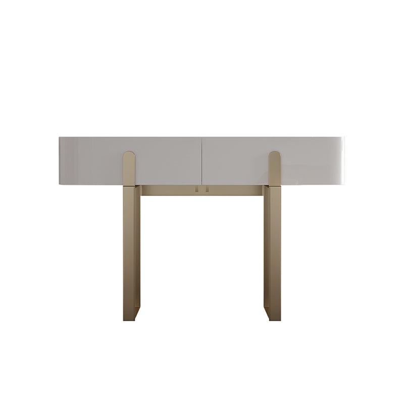 2-Drawer Vanity Makeup Table Set Glam Slate Top Dressing Table