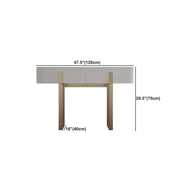 2-Drawer Vanity Makeup Table Set Glam Slate Top Dressing Table