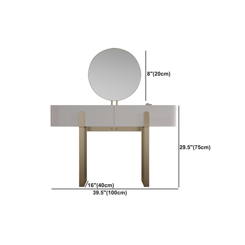 2-Drawer Vanity Makeup Table Set Glam Slate Top Dressing Table