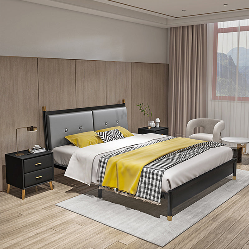 Metal and Upholstered Panel Bed Glam 39.4" Tall Standard Bed