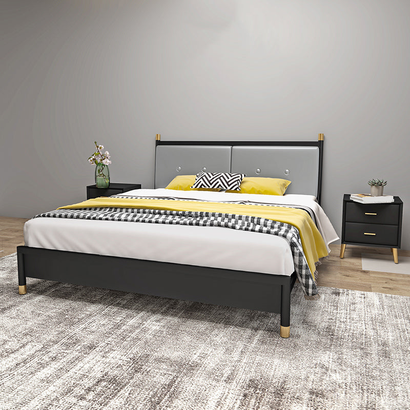 Metal and Upholstered Panel Bed Glam 39.4" Tall Standard Bed