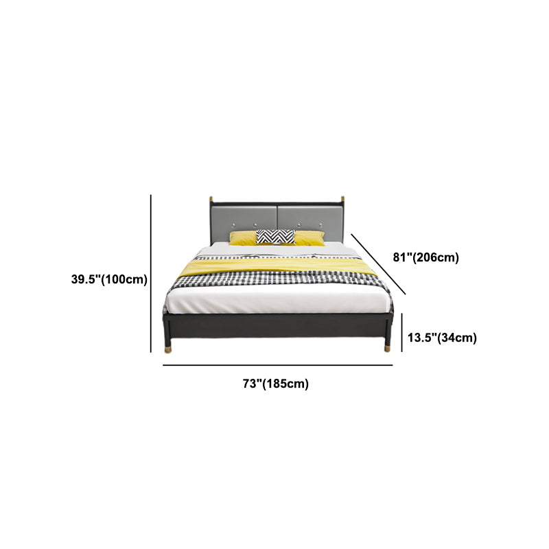 Metal and Upholstered Panel Bed Glam 39.4" Tall Standard Bed