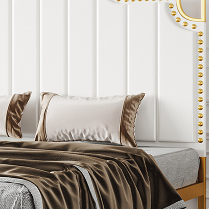 Glam Open-Frame Bed Metal Standard Bed with Upholstered Headboard