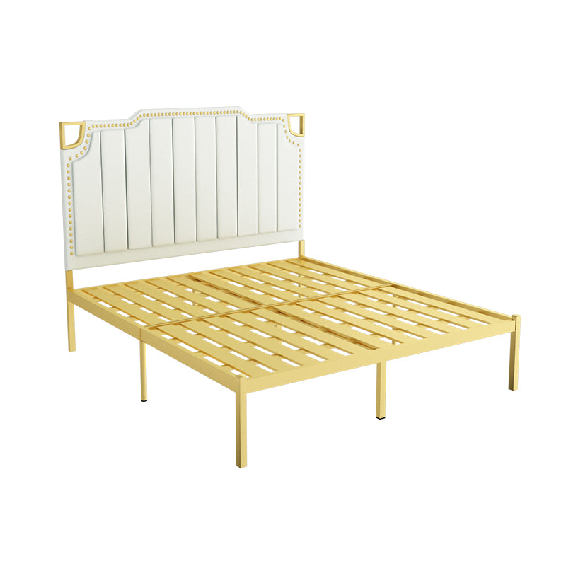 Glam Open-Frame Bed Metal Standard Bed with Upholstered Headboard