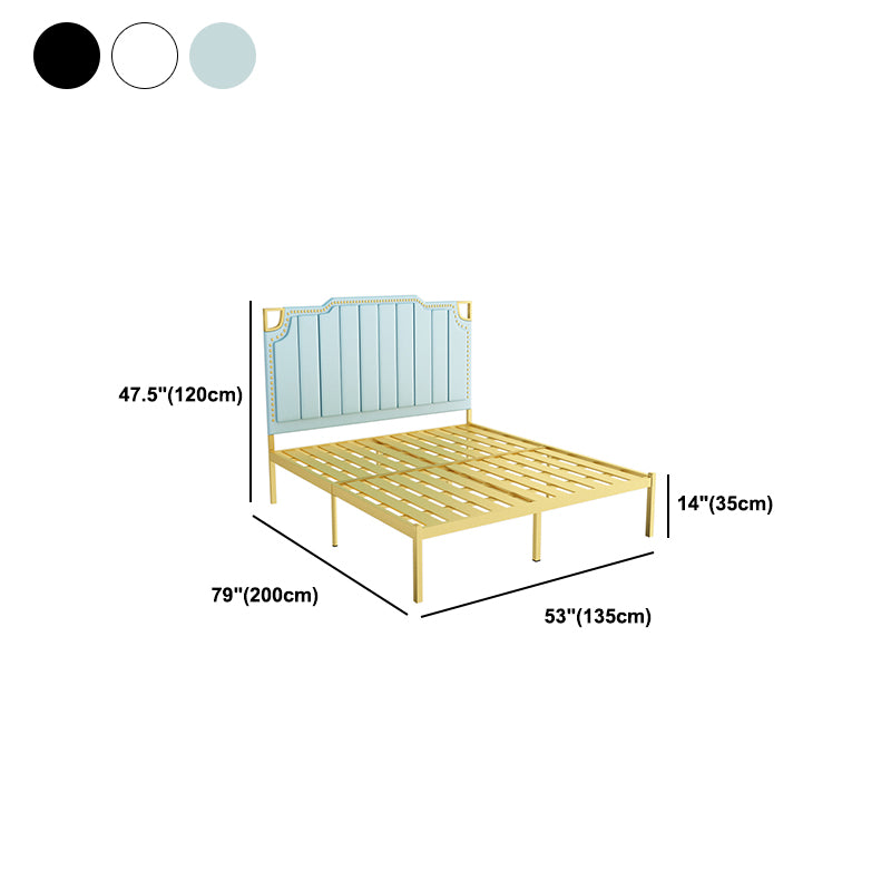 Glam Open-Frame Bed Metal Standard Bed with Upholstered Headboard