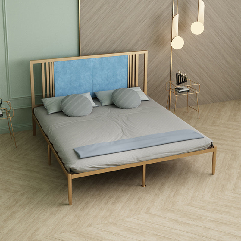 Metal and Upholstered Standard Bed Glam 45" Tall Open-Frame Bed