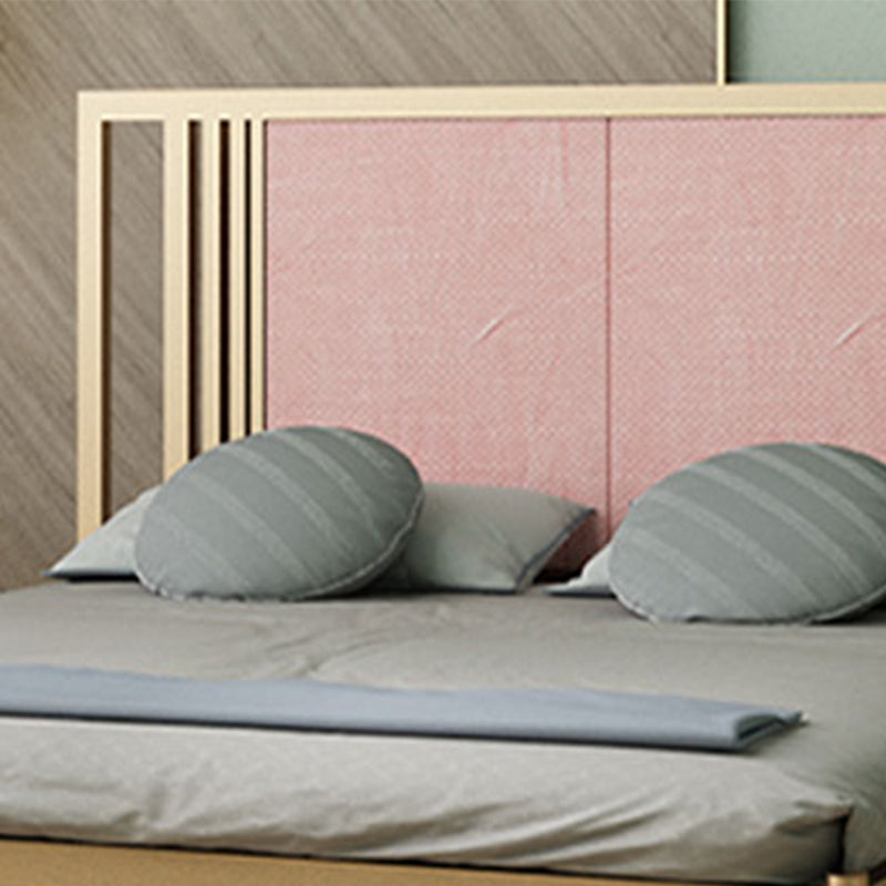 Metal and Upholstered Standard Bed Glam 45" Tall Open-Frame Bed