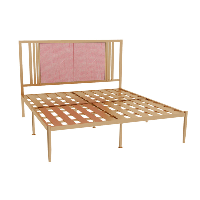 Metal and Upholstered Standard Bed Glam 45" Tall Open-Frame Bed
