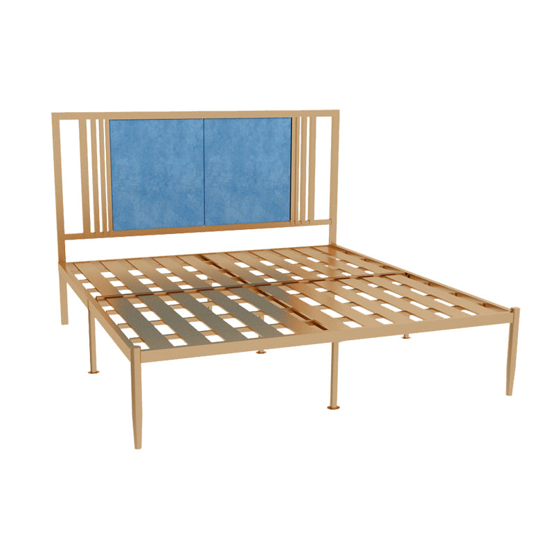 Metal and Upholstered Standard Bed Glam 45" Tall Open-Frame Bed