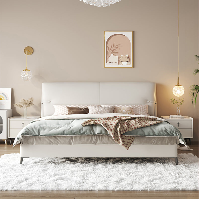 Wood and Upholstered Panel Bed Modernism 39.4" Tall Bed Frame