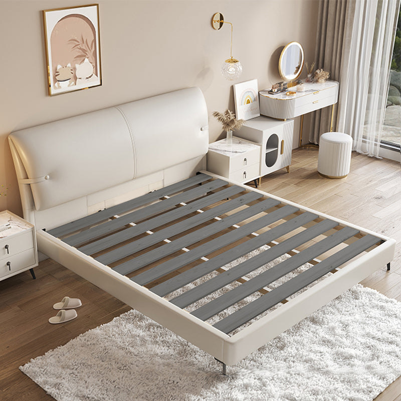 Wood and Upholstered Panel Bed Modernism 39.4" Tall Bed Frame