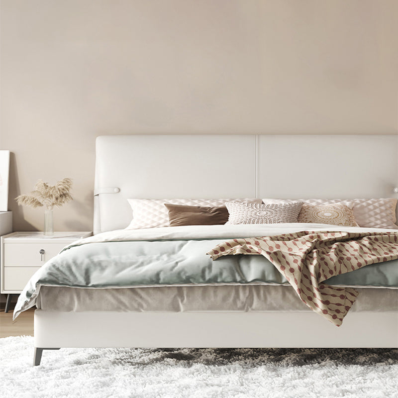 Wood and Upholstered Panel Bed Modernism 39.4" Tall Bed Frame