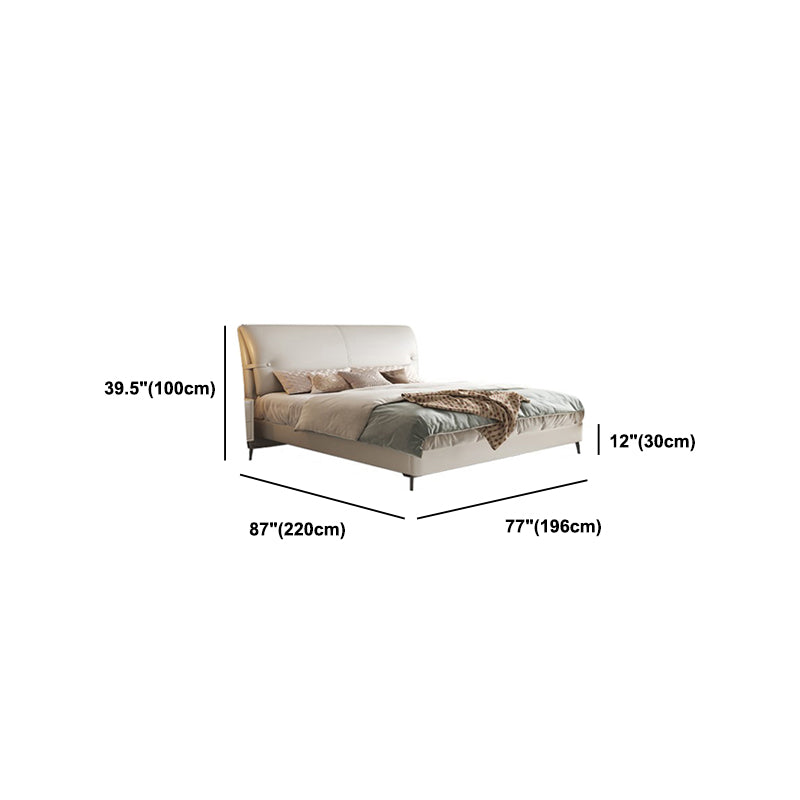 Wood and Upholstered Panel Bed Modernism 39.4" Tall Bed Frame