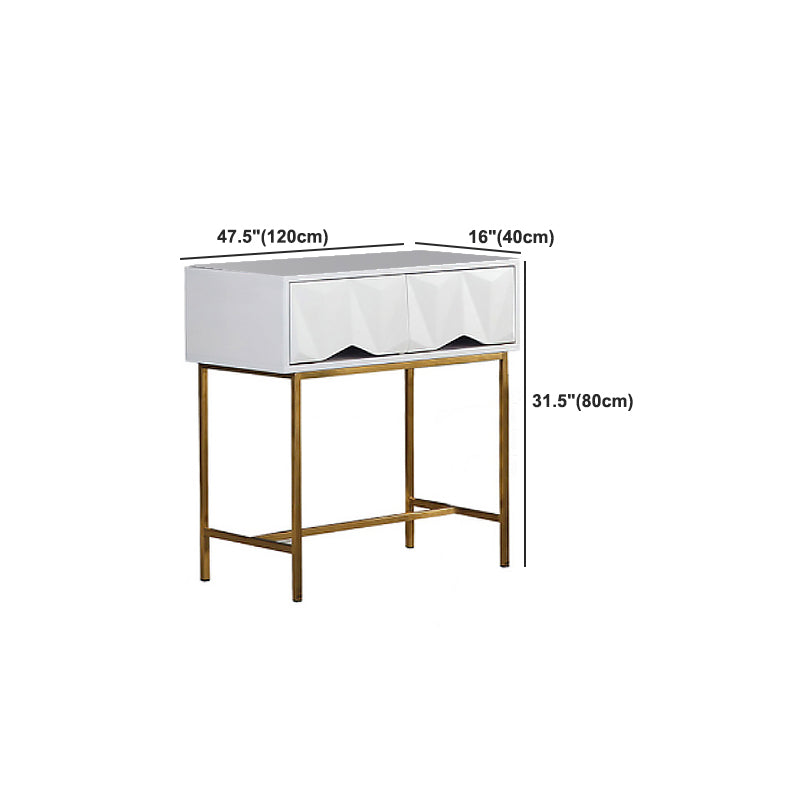 Wood/Iron Vanity Table in White Glam 31.5" H Dressing Table with Mirror and Stool