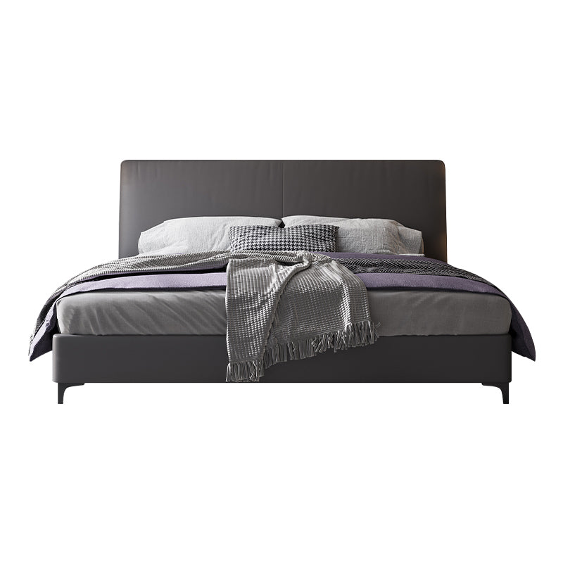 Wood and Upholstered Standard Bed Contemporary Panel Bed with Upholstered Headboard