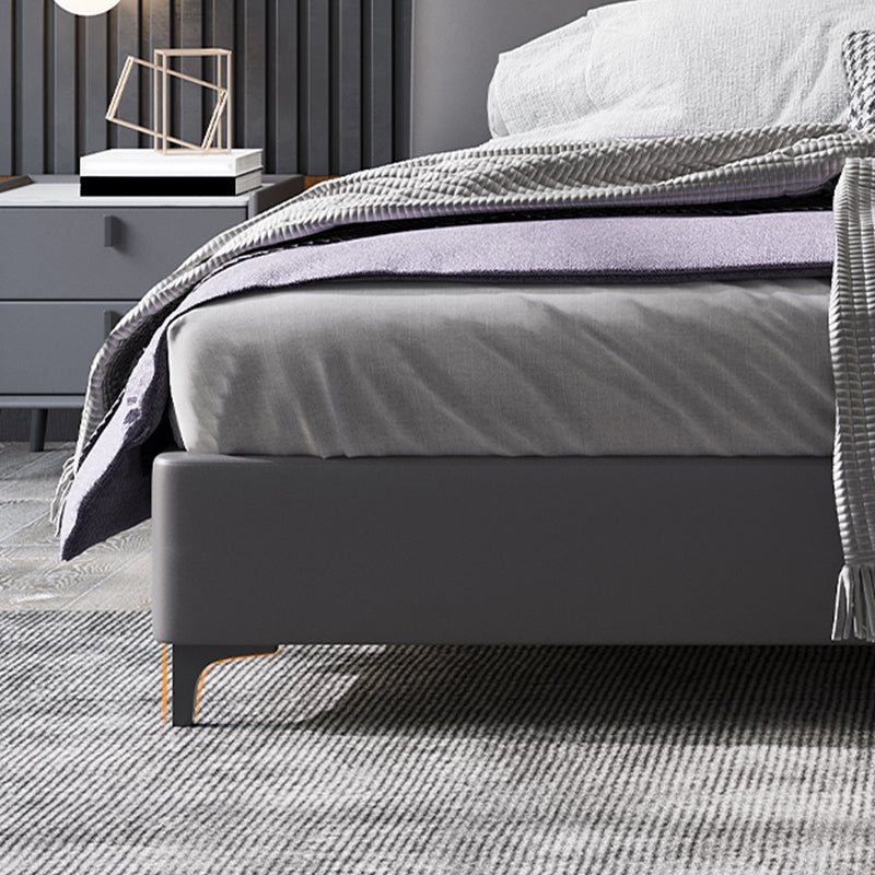 Wood and Upholstered Standard Bed Contemporary Panel Bed with Upholstered Headboard