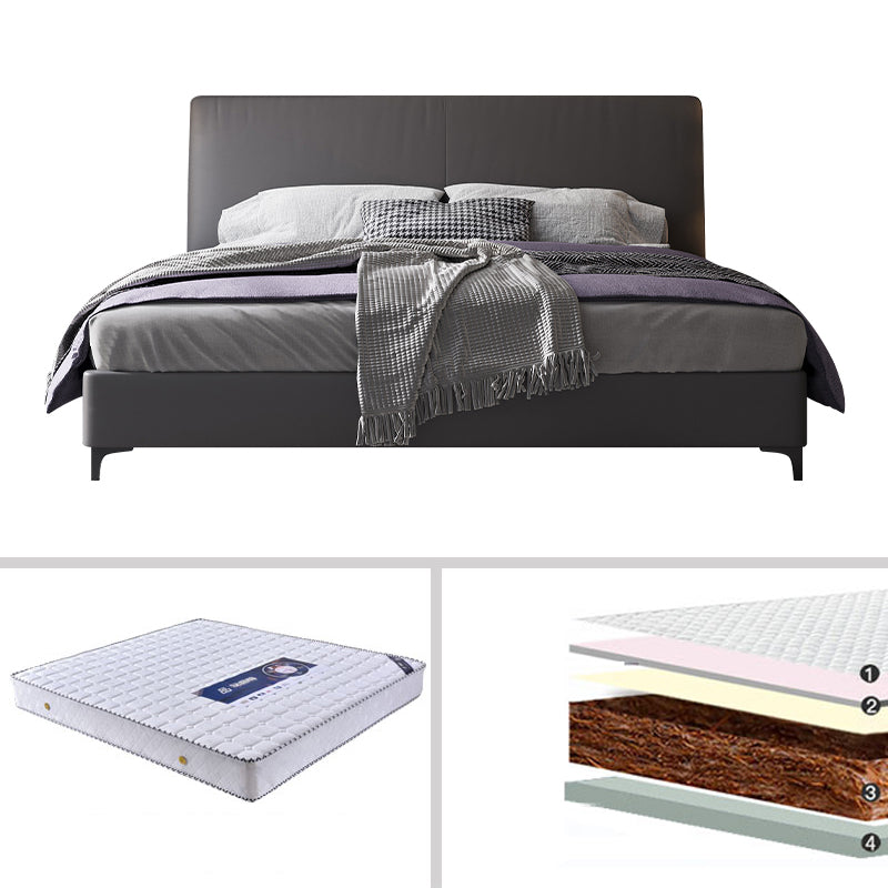 Wood and Upholstered Standard Bed Contemporary Panel Bed with Upholstered Headboard