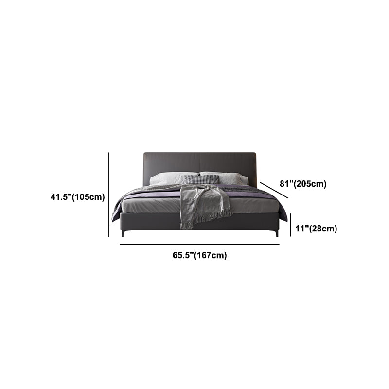 Wood and Upholstered Standard Bed Contemporary Panel Bed with Upholstered Headboard