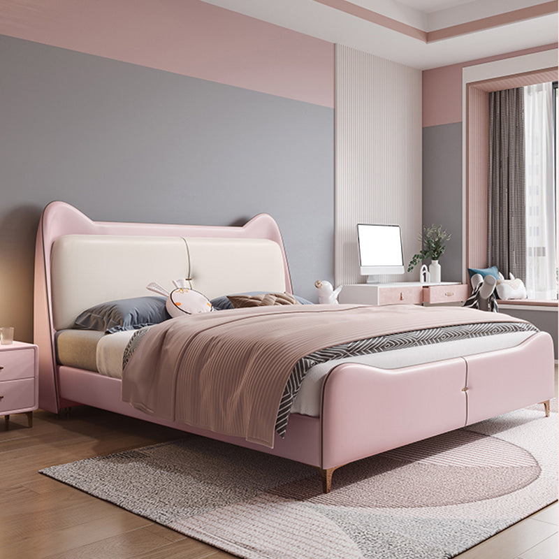 49.6" Tall Wood and Upholstered Wingback Bed Contemporary Standard Bed