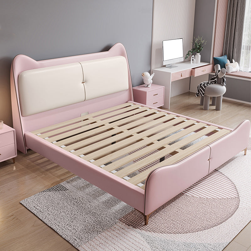 49.6" Tall Wood and Upholstered Wingback Bed Contemporary Standard Bed