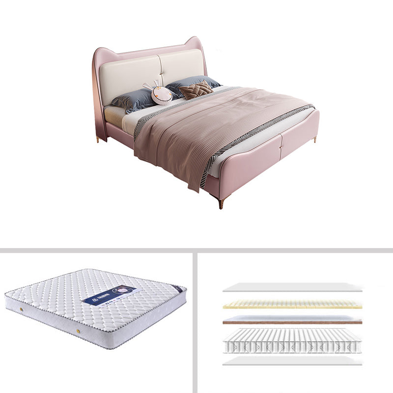 49.6" Tall Wood and Upholstered Wingback Bed Contemporary Standard Bed