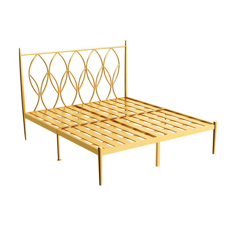 47" Tall Open-Frame Bed Glam Metallic Standard Bed with Headboard
