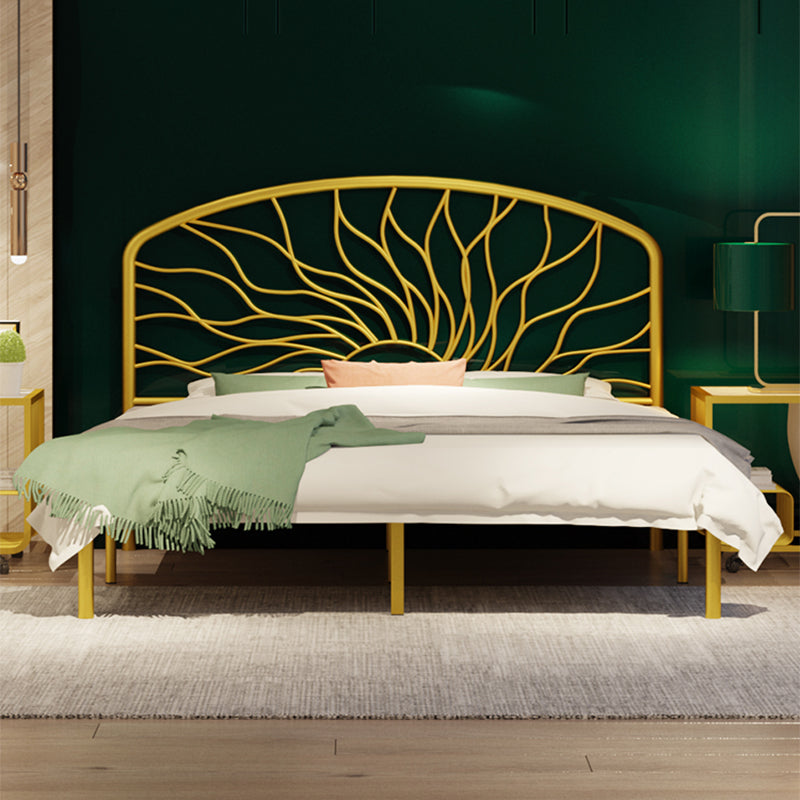 Glam Bed Frame with Arched Headboard, Metal Open-Frame Bed, 41" Tall