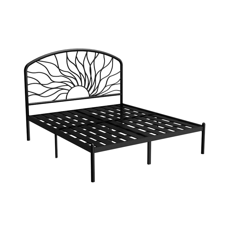 Glam Bed Frame with Arched Headboard, Metal Open-Frame Bed, 41" Tall