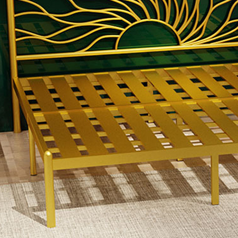 Glam Bed Frame with Arched Headboard, Metal Open-Frame Bed, 41" Tall