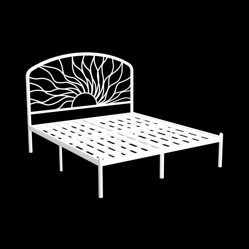 Glam Bed Frame with Arched Headboard, Metal Open-Frame Bed, 41" Tall