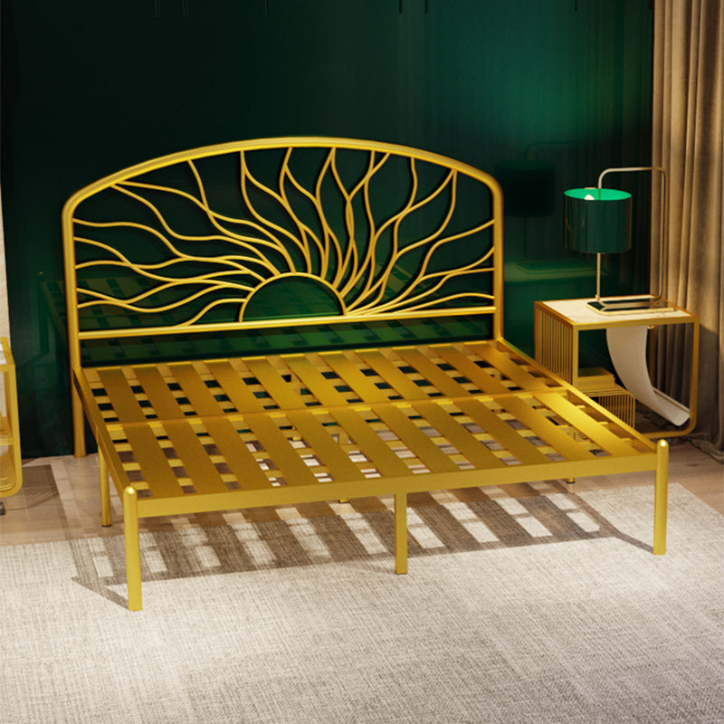 Glam Bed Frame with Arched Headboard, Metal Open-Frame Bed, 41" Tall