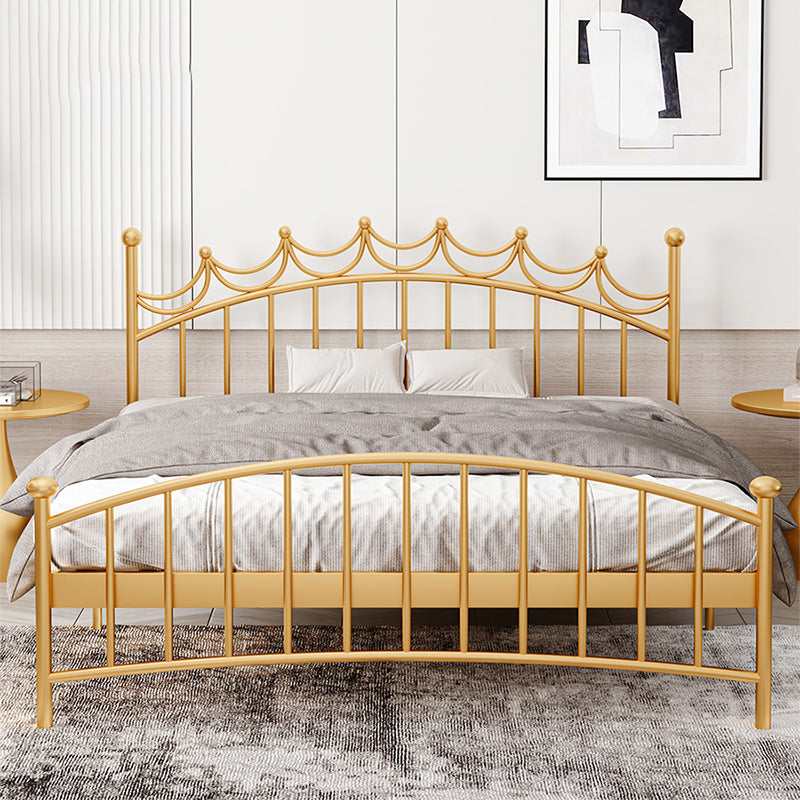 Metallic Standard Bed Glam Open-Frame Bed with Arched Headboard
