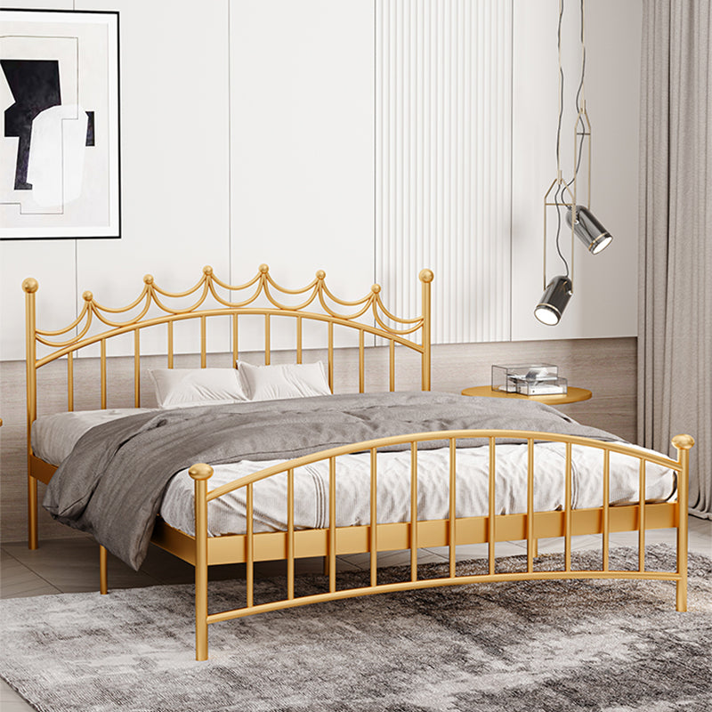 Metallic Standard Bed Glam Open-Frame Bed with Arched Headboard