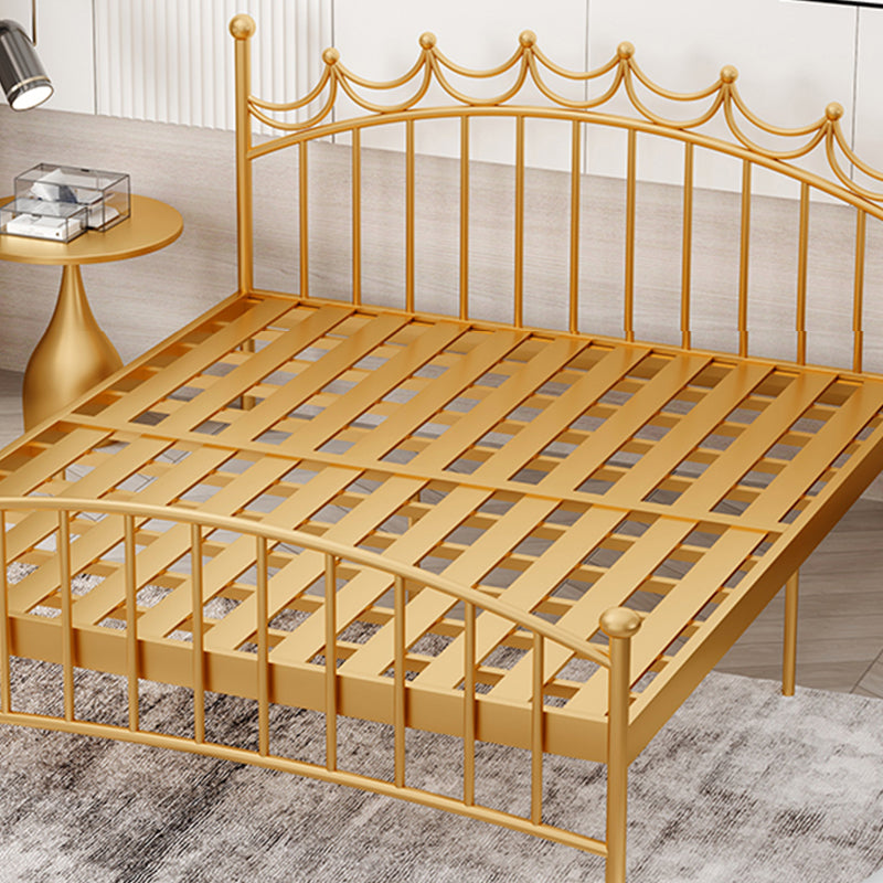 Metallic Standard Bed Glam Open-Frame Bed with Arched Headboard