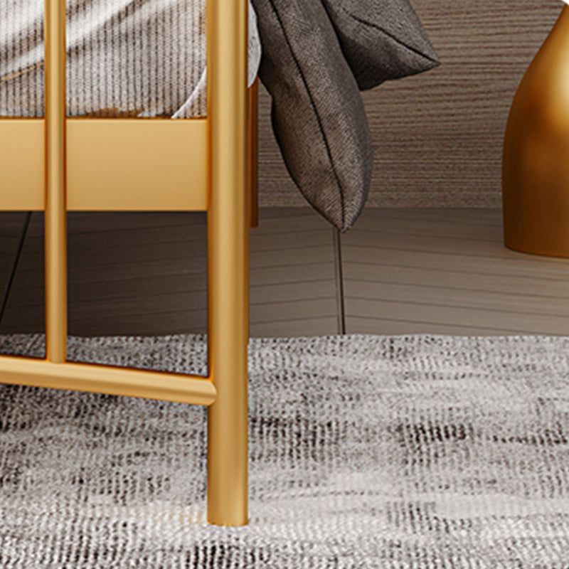 Metallic Standard Bed Glam Open-Frame Bed with Arched Headboard