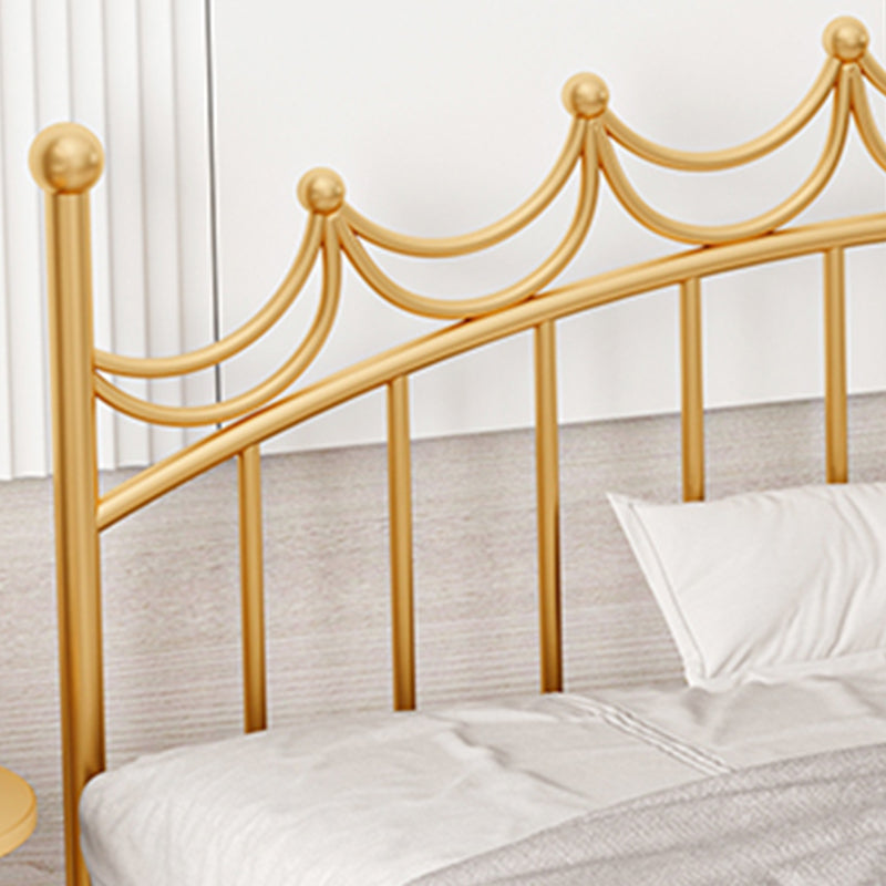 Metallic Standard Bed Glam Open-Frame Bed with Arched Headboard