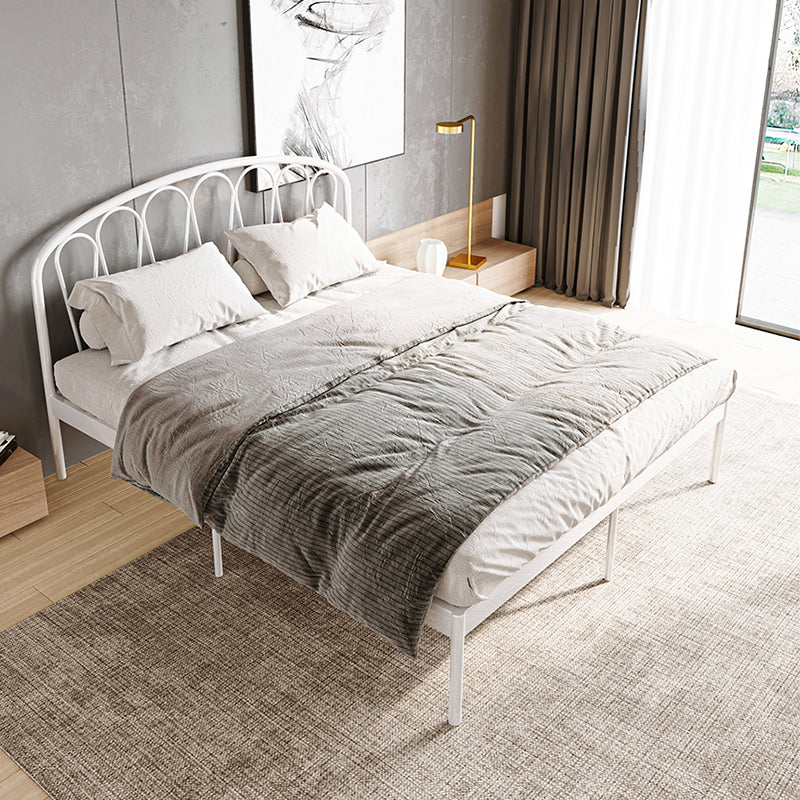 Glam Open-Frame Bed with Arched Headboard, 48" Tall Metal Bed