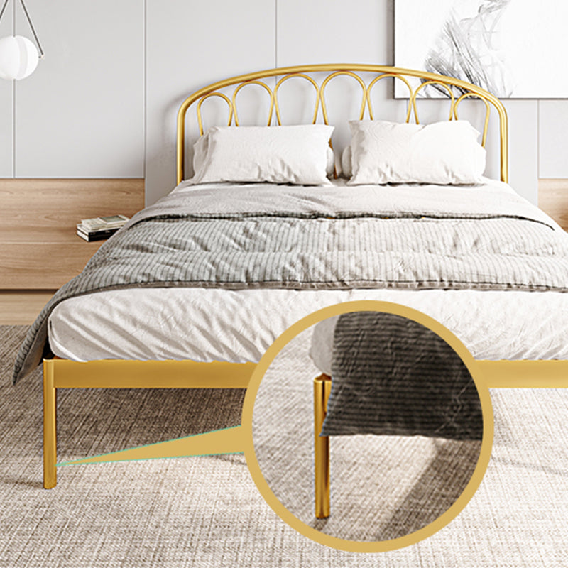 Glam Open-Frame Bed with Arched Headboard, 48" Tall Metal Bed