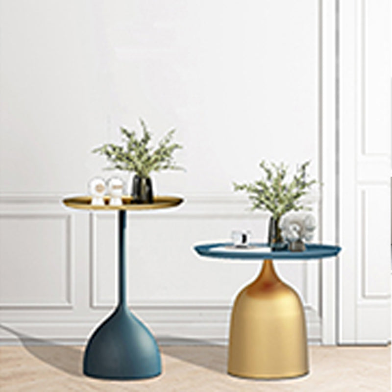 Minimalist Round Tray Top Corner Table Metal Pedestal Sofa Side Table