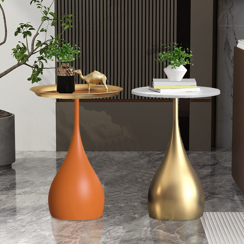 Minimalist Round Tray Top Corner Table Metal Pedestal Sofa Side Table