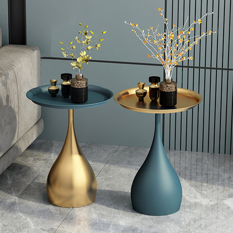 Minimalist Round Tray Top Corner Table Metal Pedestal Sofa Side Table