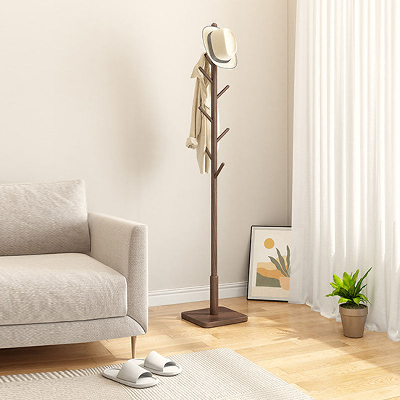 Contemporary Hall Stand Manufactured Wood Hooks Shelving Included Free Standing Coat Rack