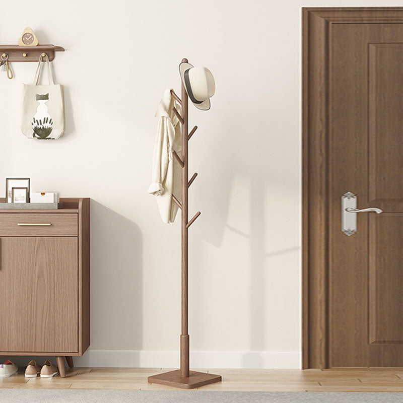 Contemporary Hall Stand Manufactured Wood Hooks Shelving Included Free Standing Coat Rack