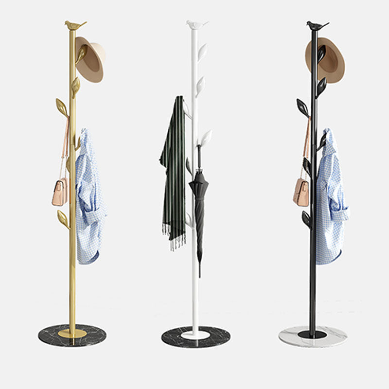 Contemporary Metal Hall Stand Hooks and Leaves Shape Hall Tree Coat Hanger