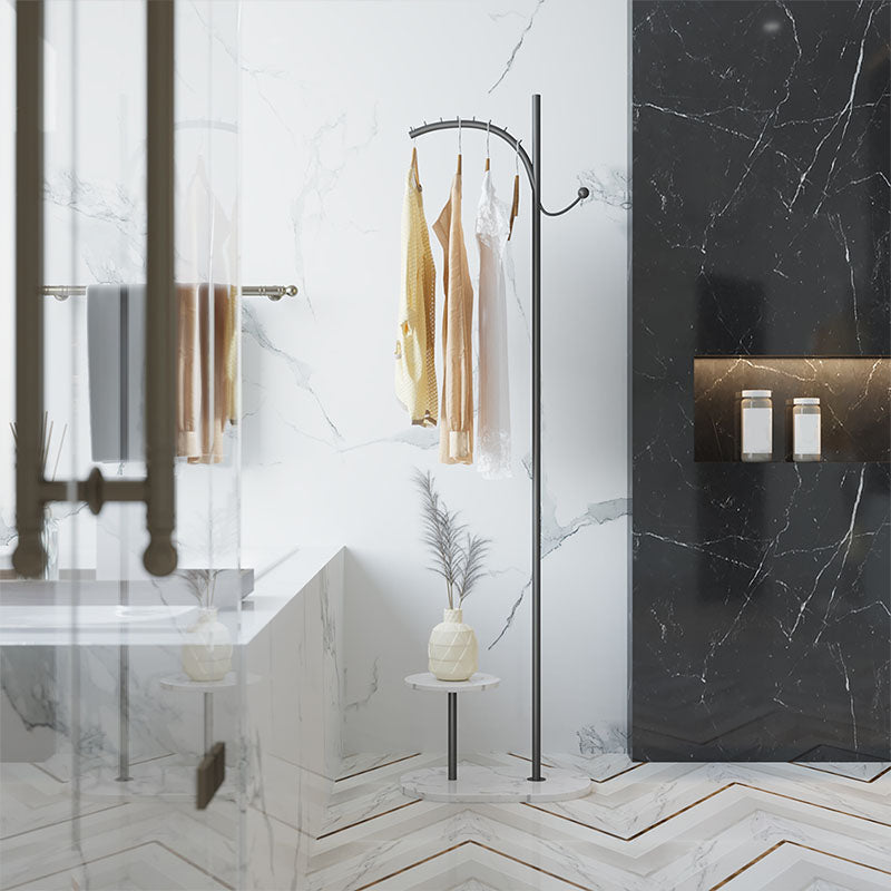 Modern Metal Hall Stand Storage Shelf Entryway Kit Hooks Hall Tree